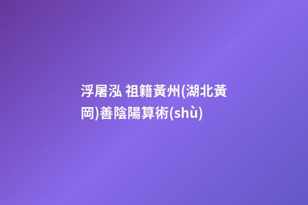 浮屠泓 祖籍黃州(湖北黃岡)善陰陽算術(shù)